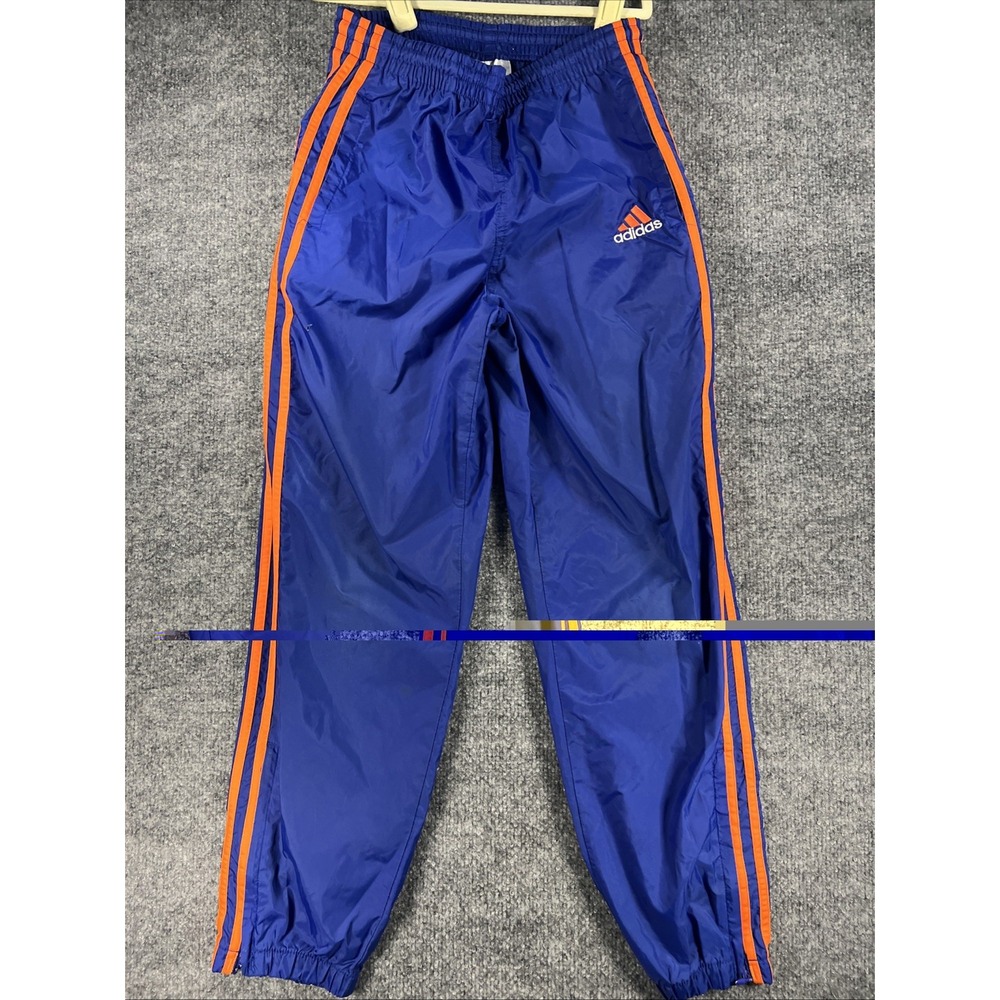 adidas Men’s Blue Track Pants with Orange Stripes